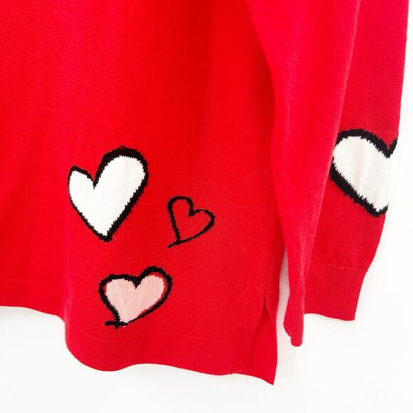 Chicos Womens Romantic Valentines Day Knit Floating Hearts Sweater Size M Red - Picture 3 of 7